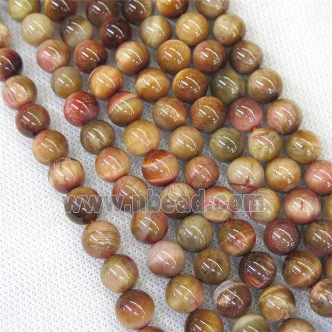 round Tiger eye stone beads, peach