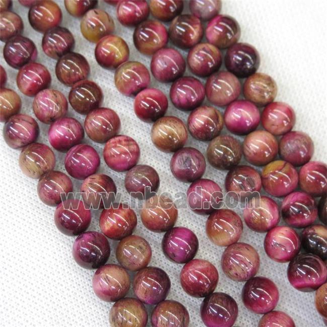 round Tiger eye stone beads, pink