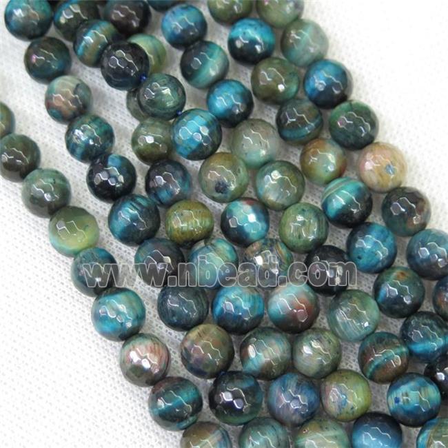 faceted round blue Tiger eye stone beads