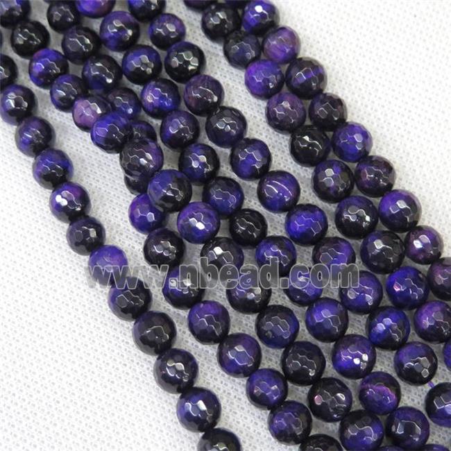 faceted round Tiger eye stone beads, lavender