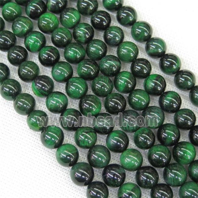 round Tiger eye stone beads, green