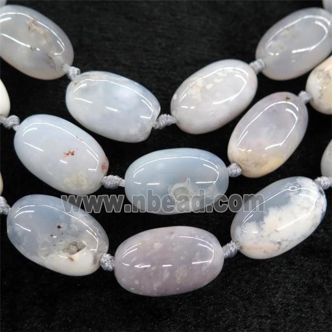 blue Chalcedony barrel beads