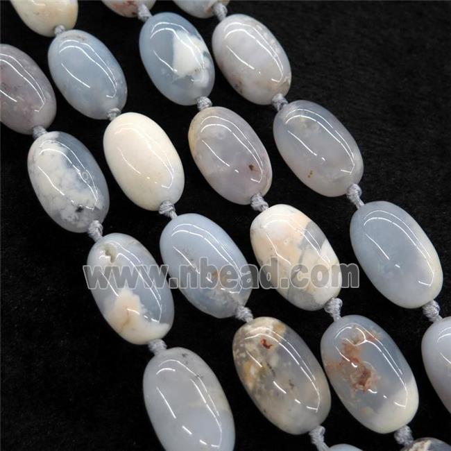 blue Chalcedony barrel beads