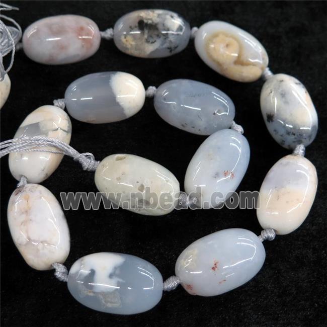 blue Chalcedony barrel beads