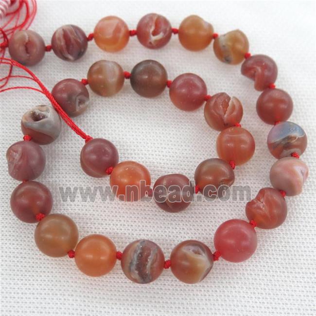 round red Agate Druzy beads