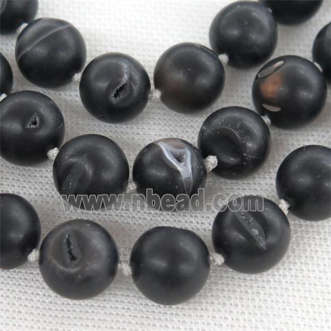 round black Agate Druzy beads