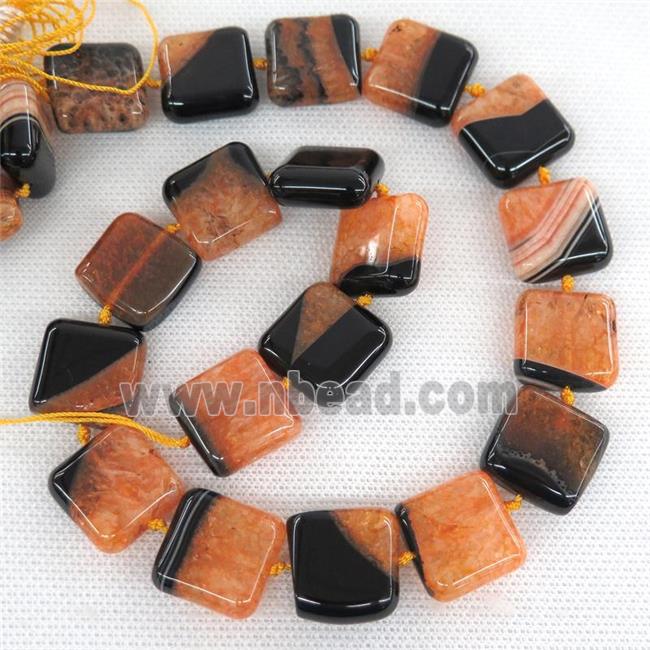 orange Druzy Agate square beads