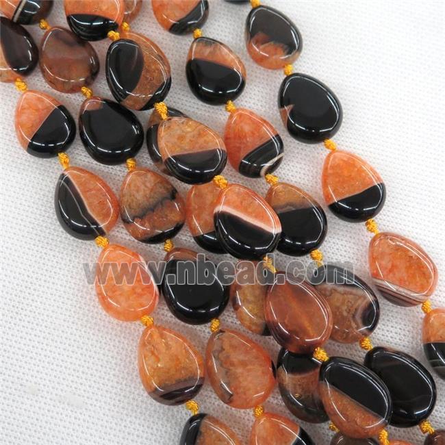 orange Druzy Agate teardrop beads