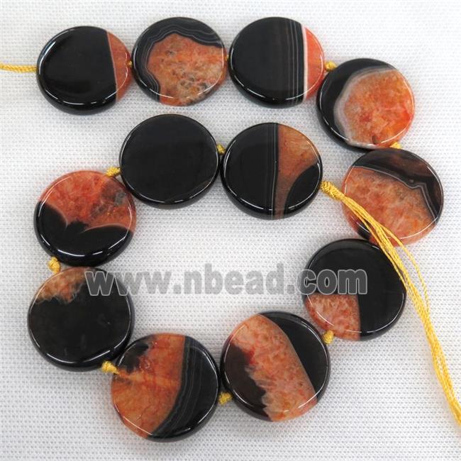 orange Druzy Agate circle coin beads