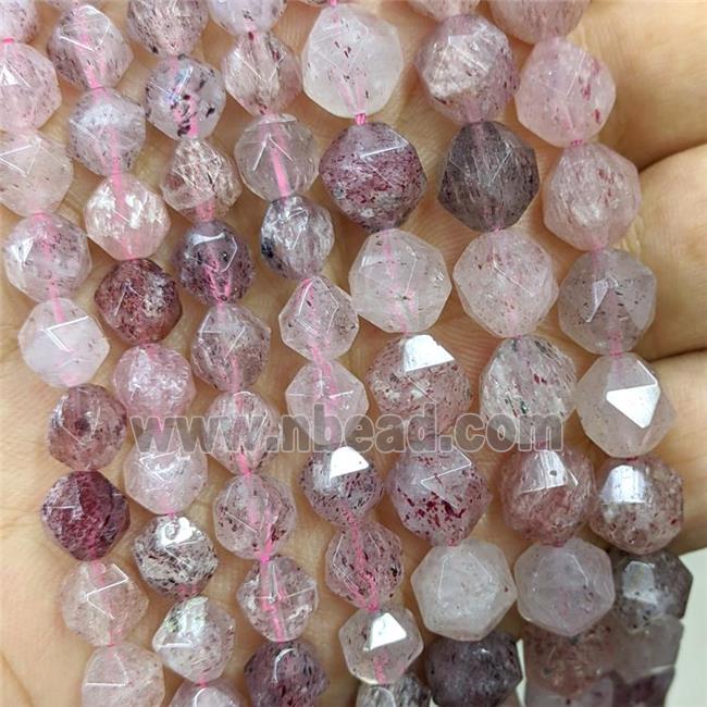 Strawberry Quartz Beads, faceted round, starcut