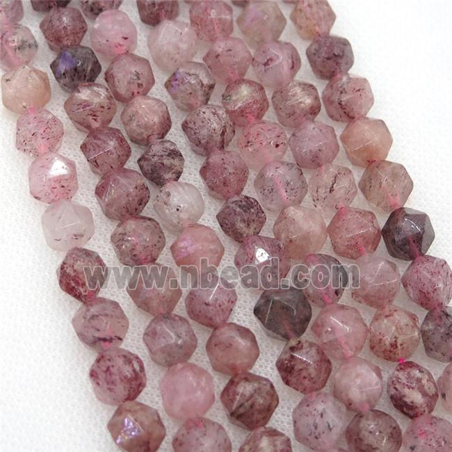 Strawberry Quartz Beads, faceted round, starcut