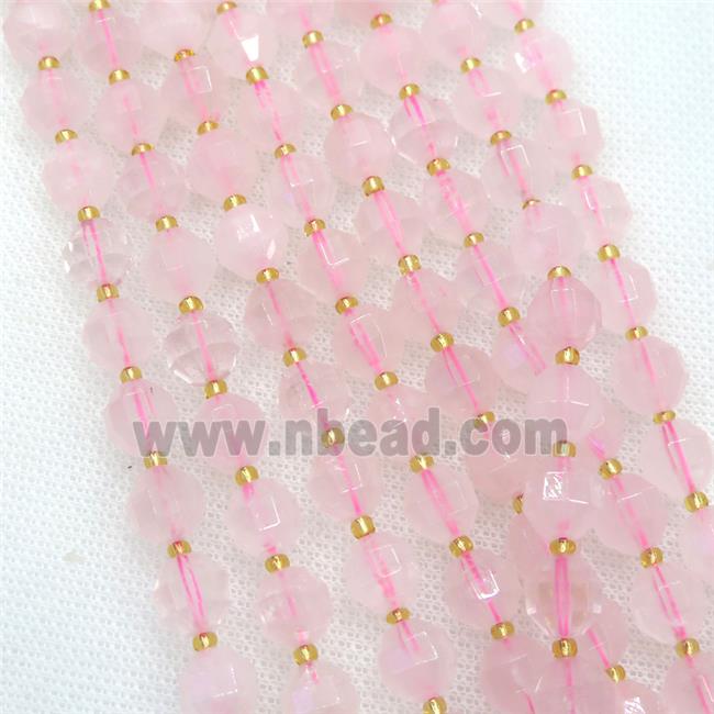 Rose Quartz beads, faceted bullet