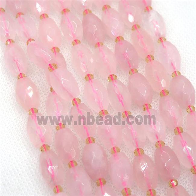 Rose Quartz Beads, faceted rice