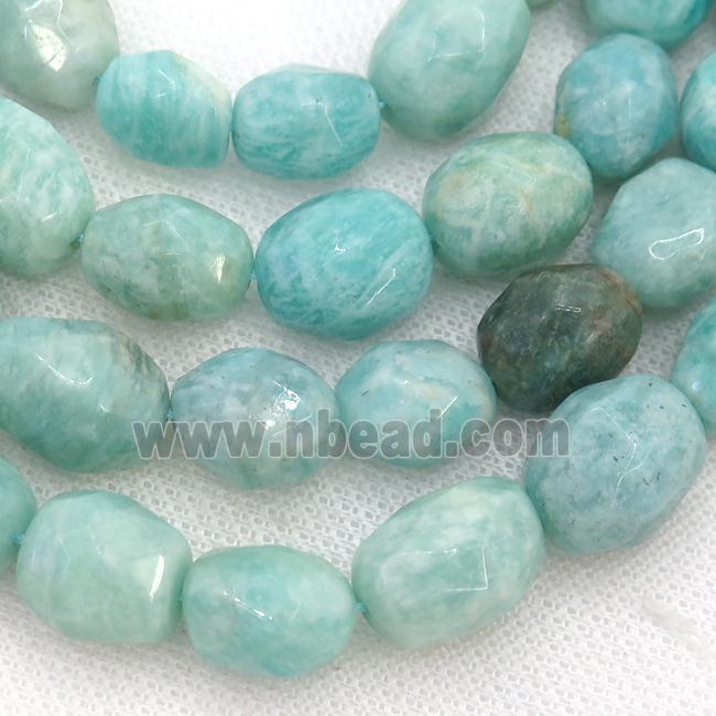 green Amazonite Beads, faceted freeform