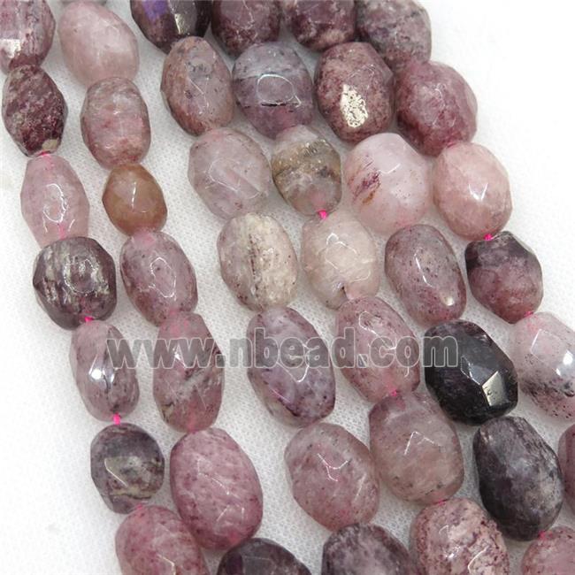 Strawberry Quartz Beads, faceted freeform