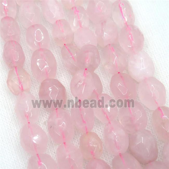 Rose Quartz beads, faceted freeform