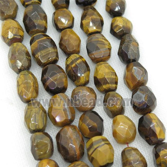 Tiger eye stone Beads, faceted freeform