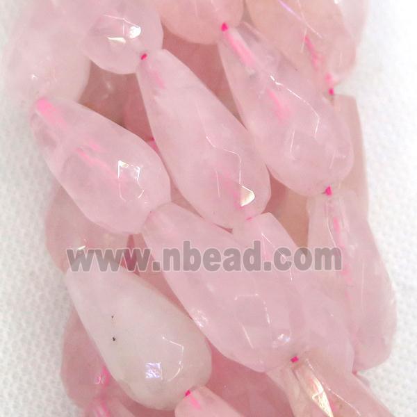 Rose Quartz Beads, faceted teardrop