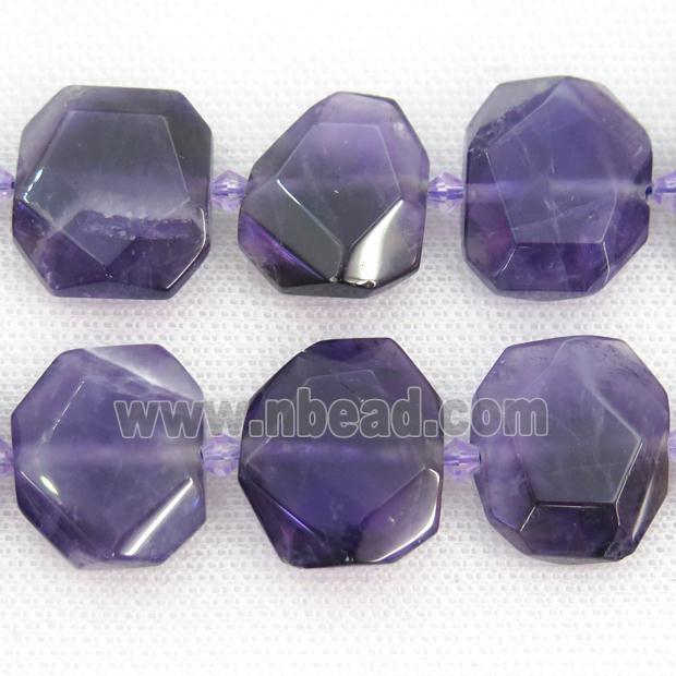 purple Amethyst Beads, faceted rectangle