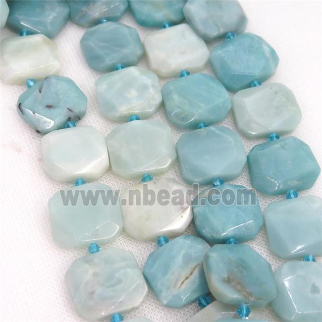 blue Amazonite Beads, faceted rectangle