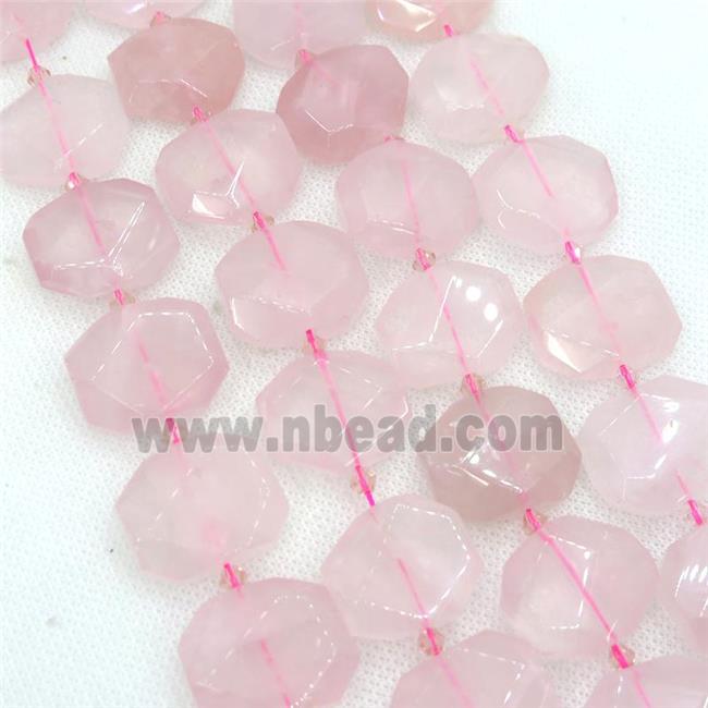 Rose Quartz Beads, faceted rectangle