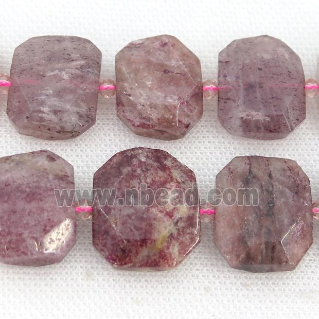 Strawberry Quartz Beads, faceted rectangle