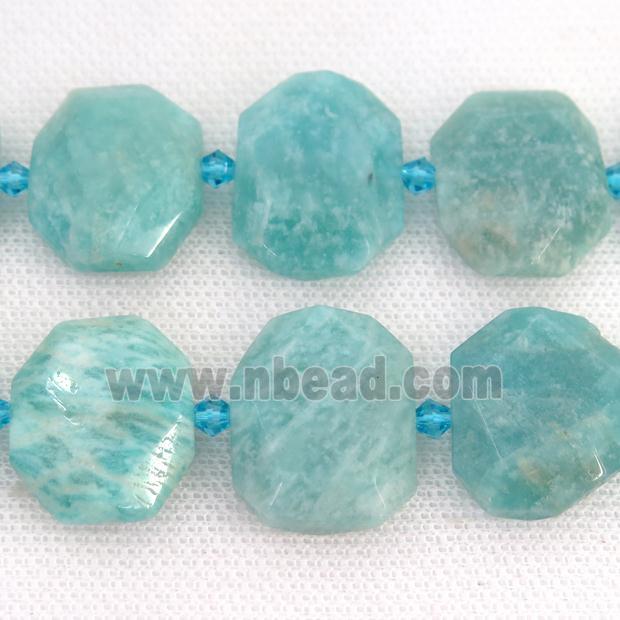 green Amazonite Beads, faceted rectangle