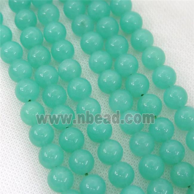 green Chrysoprase Beads, round, dye