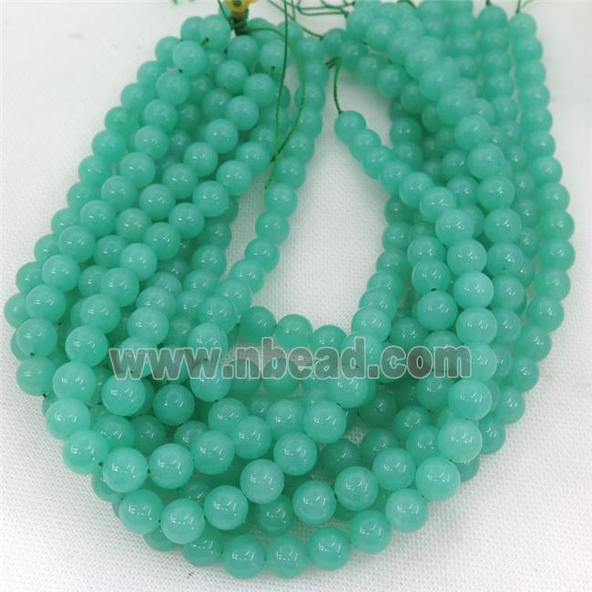 green Chrysoprase Beads, round, dye