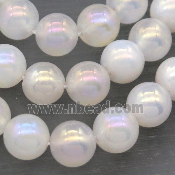 round white Agate Beads with AB-color electroplated