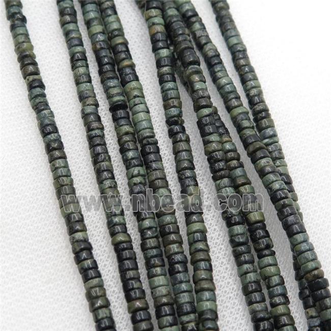 new Rhyolite heishi beads, green