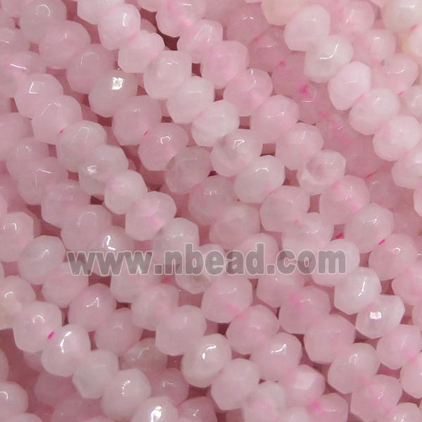 Rose Quartz beads, faceted rondelle