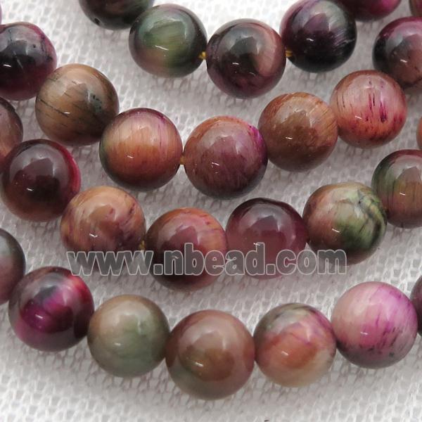 peach Tiger eye stone beads, round