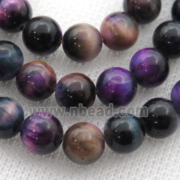 purple Tiger eye stone beads, round