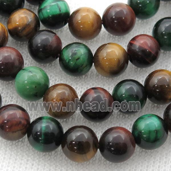 multicolor Tiger eye stone beads, round