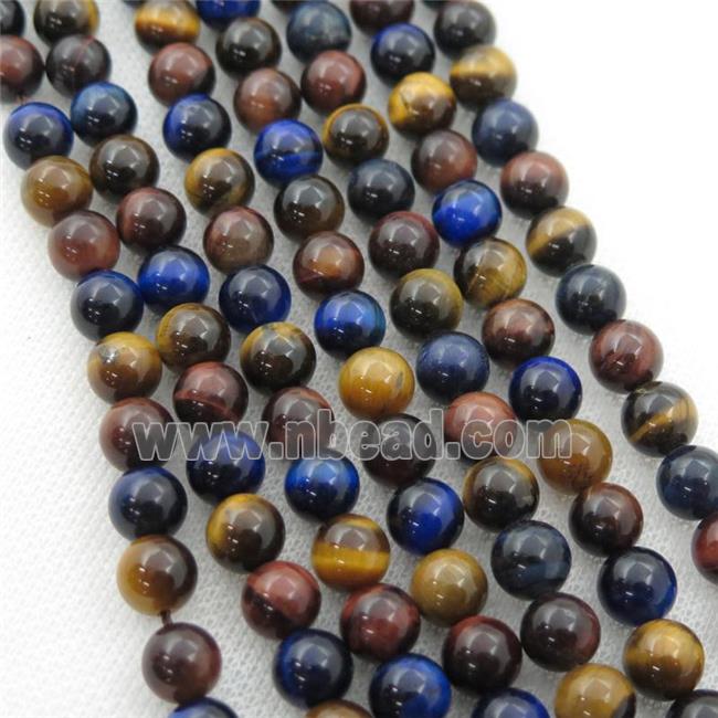 multicolor Tiger eye stone beads, round