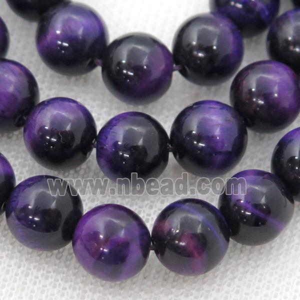 purple Tiger eye stone beads, round