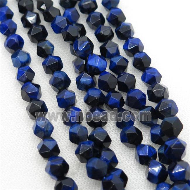 blue Tiger eye stone beads, faceted round