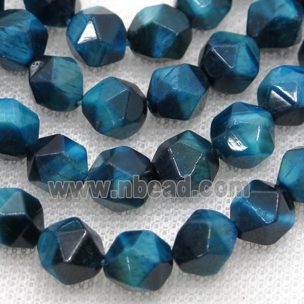 blue Tiger eye stone beads, faceted round