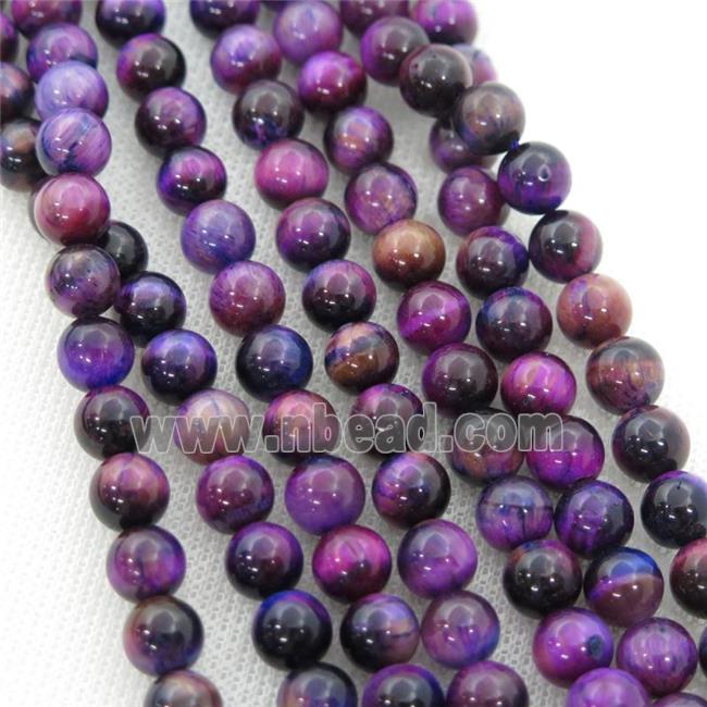 purple Tiger eye stone beads, round