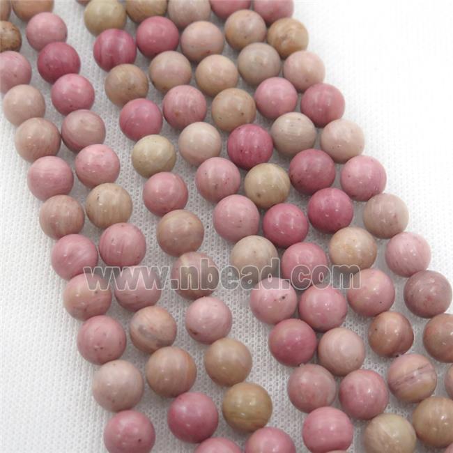 pink Wooden Jasper beads, round