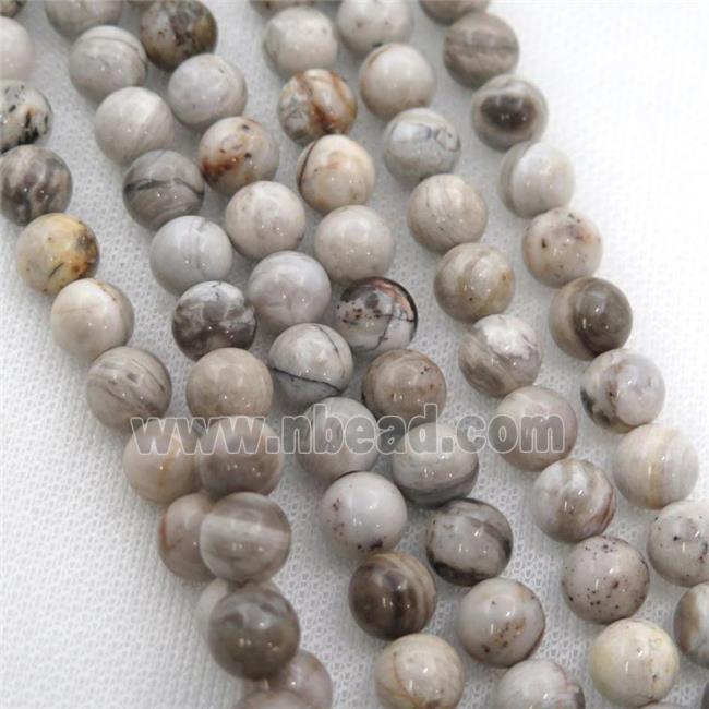 Silver Leaf Jasper Beads, round