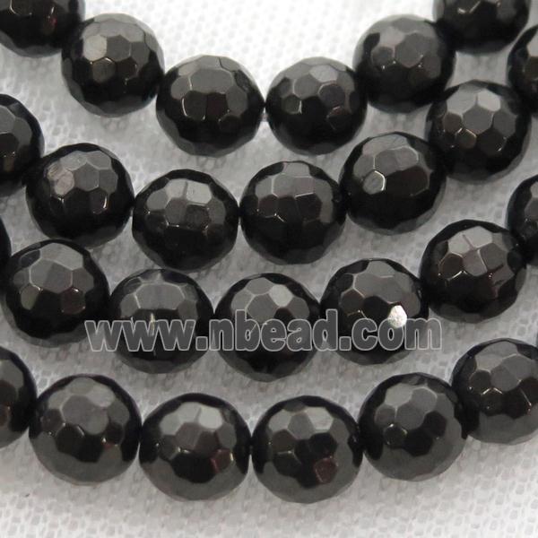 black Coal Crystal Beads, faceted round