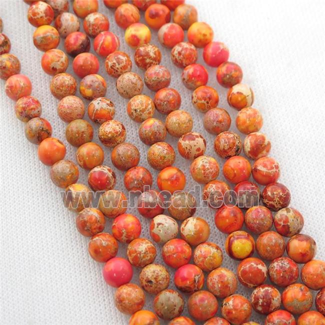 orange Imperial Jasper beads, round