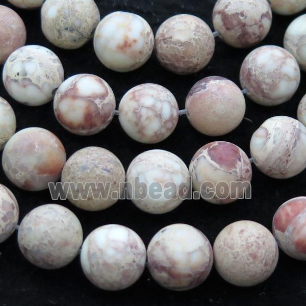 white Imperial Jasper beads, round, matte