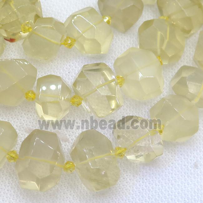 Lemon Quartz nugget beads, faceted freeform