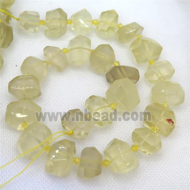 Lemon Quartz nugget beads, faceted freeform