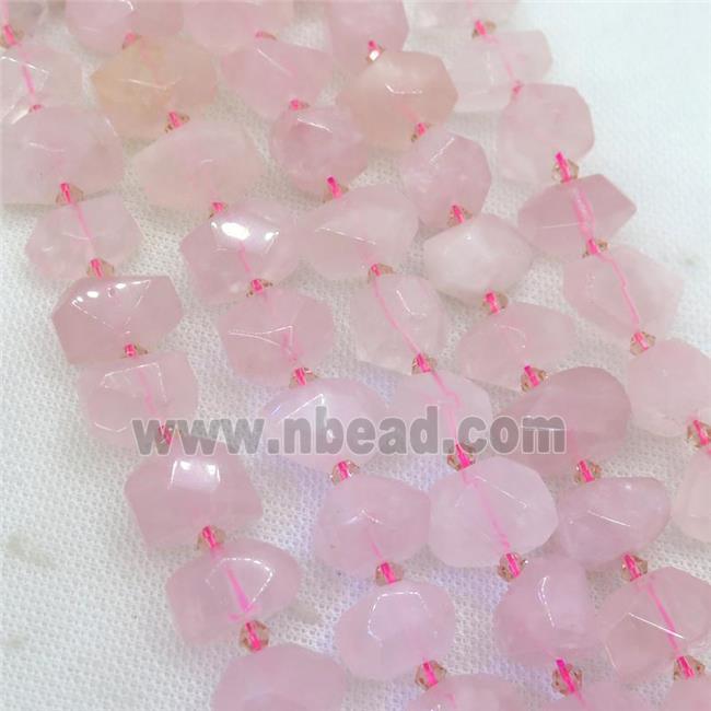 Rose Quartz nugget beads, faceted freeform