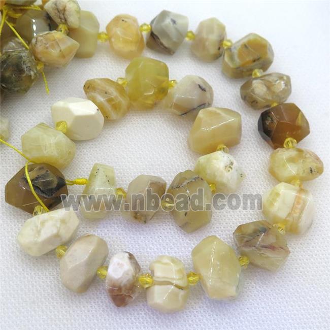 yellow Opal nugget beads, faceted freeform