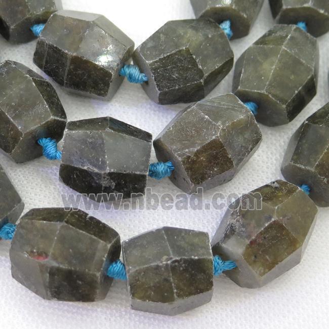 Labradorite beads, faceted barrel